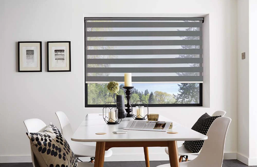 Modern motorized blinds enhancing home interior